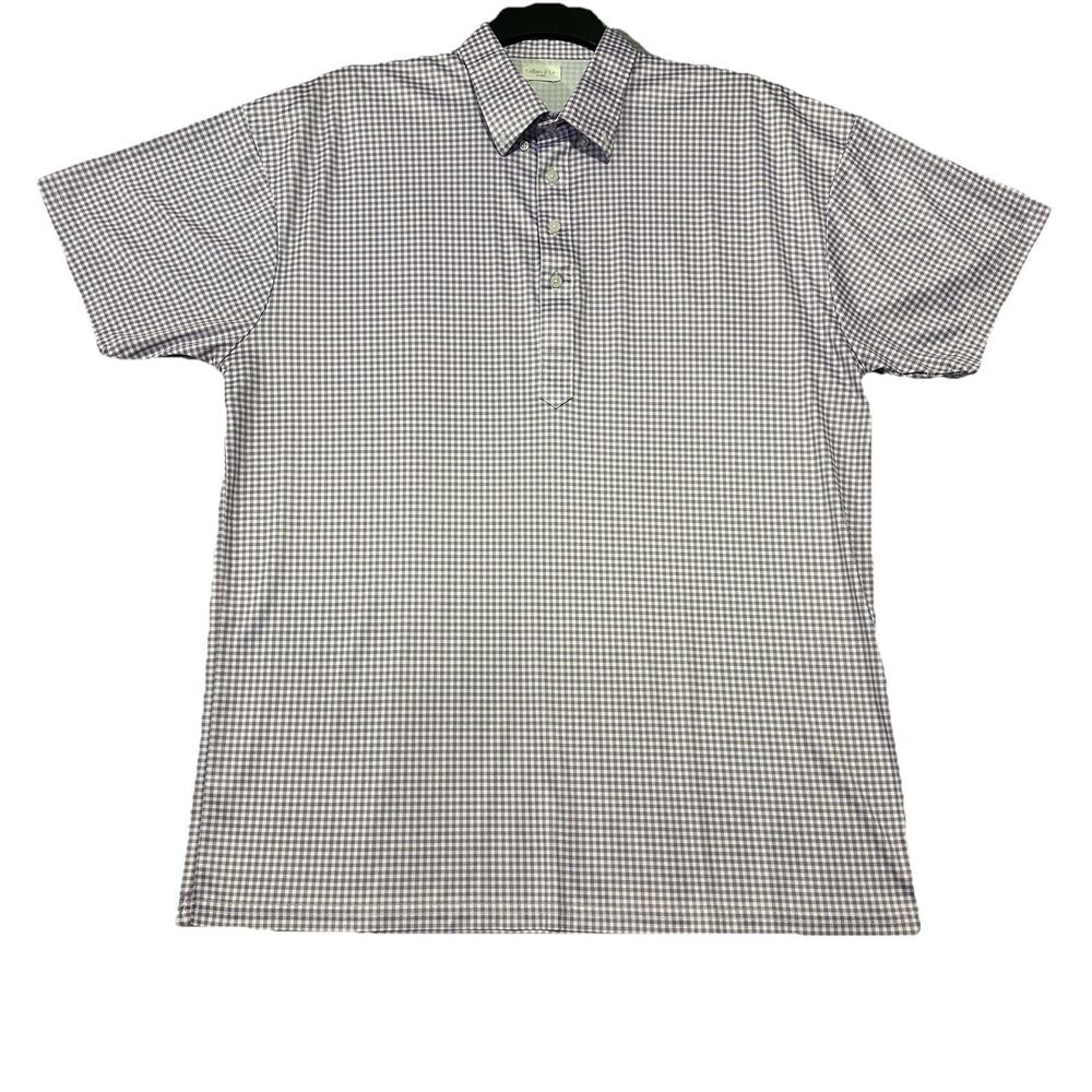 Collars & Co Shirt Men 2XL Purple White Gingham Dress Collar Performance Stretch
